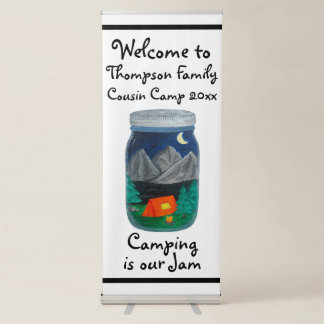 Camping is Our Jam Tent and Mountains in Jar Retractable Banner