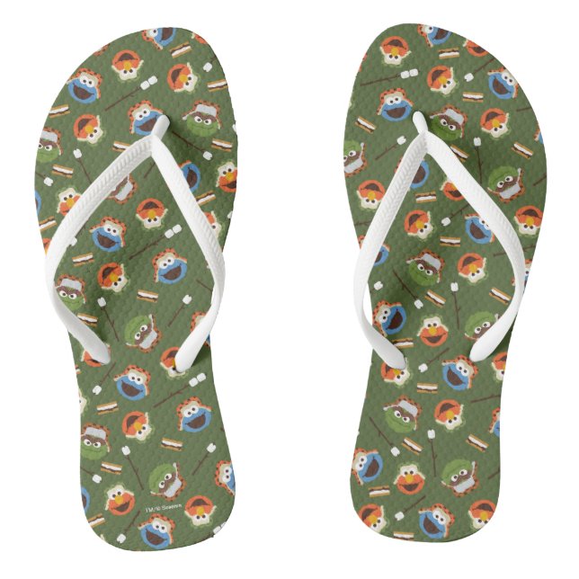 Camping Is S'more Fun With Friends Pattern Flip Flops (Footbed)