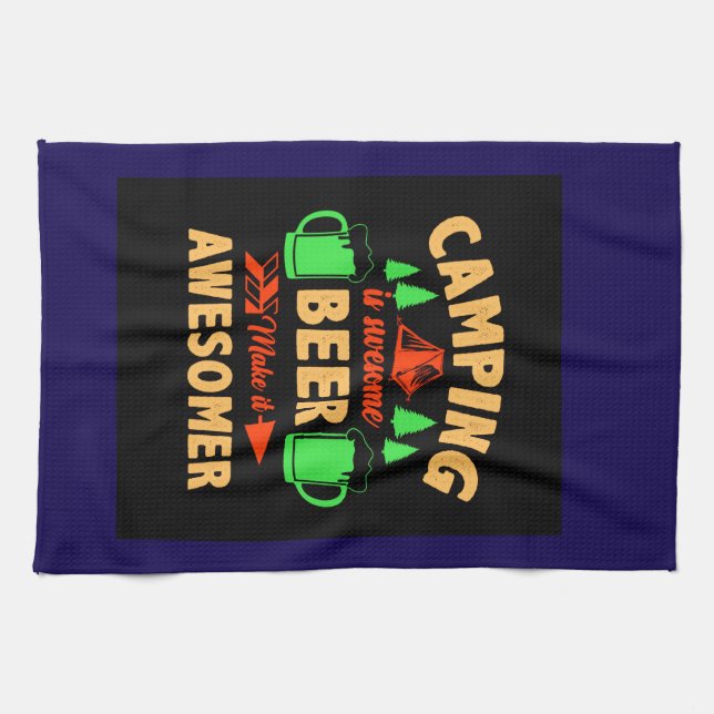 Camping is Swesome Beer Make it Aesomer-45676  Tea Towel (Horizontal)