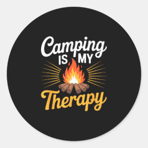 Camping is therapy camp camper outdoor adventure classic round sticker