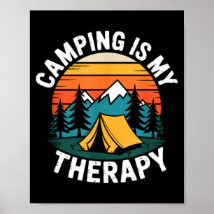 Camping is therapy camp camper outdoor adventure poster