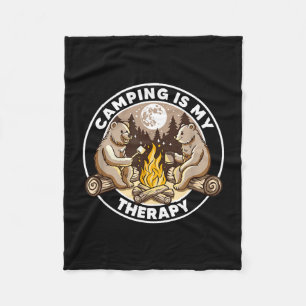 Camping is therapy hike camping lover cute bears fleece blanket