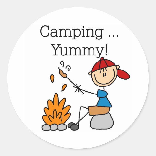 Camping is Yummy Classic Round Sticker (Front)