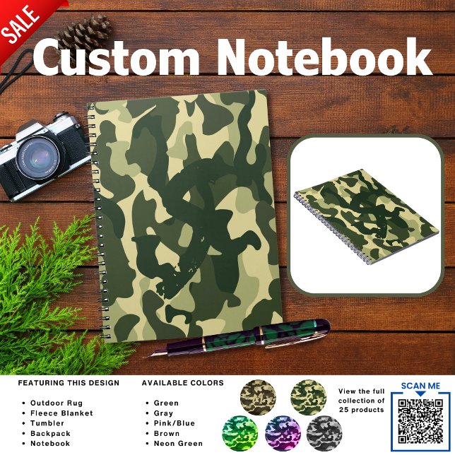 Camping Journal | ADD INITIAL Camouflage Kids Teen (Creator Uploaded)