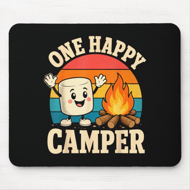 Camping kids cute marshmallow campfire  mouse mat (Front)