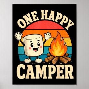 Camping kids cute marshmallow campfire poster