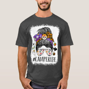 Camping Life Camper Life Mum Messy Hair Bun Hallow T-Shirt
