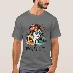 Camping Life Girl with Nature Reflection T-Shirt