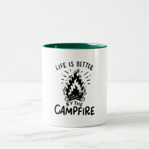 Camping - Life is better by the campfire Two-Tone Coffee Mug