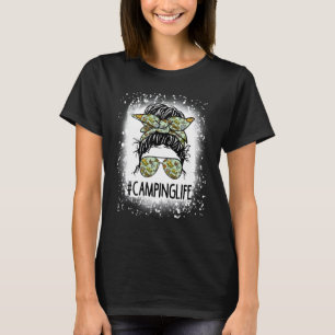 Camping Life Messy Bun Hair Mother's Day Camping T-Shirt