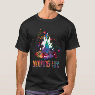 Camping Life Rainbow Poly Watercolor Bright Splatt T-Shirt