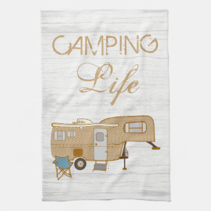 Camping Life Saying 5th Wheel RV Camper Tea Towel