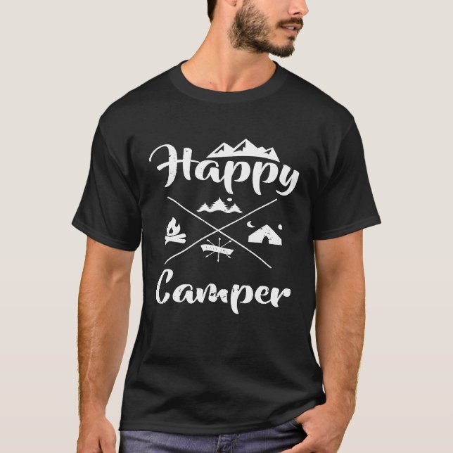 Camping Lover  Funny Happy Camper Apparel T-Shirt (Front)