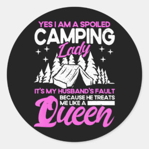 Camping Lover Quote Spoiled Camping Lady Camper Classic Round Sticker