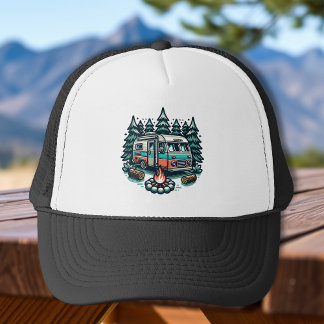 Camping Lovers Retro RV Camper Trucker Hat