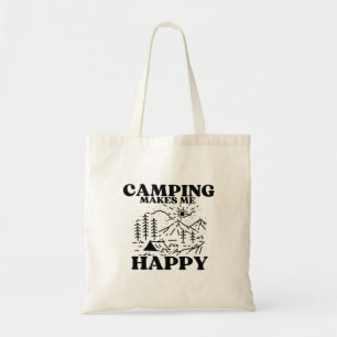 camping makes me happy tote bag
