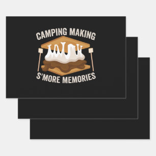 Camping making S'mores Memories Funny Oudoors Gift Wrapping Paper Sheet