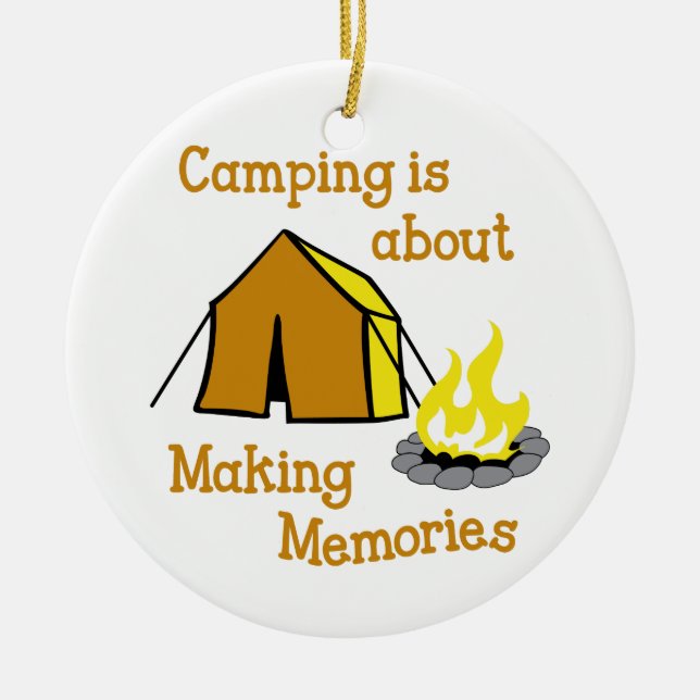 Camping Memories Ceramic Tree Decoration (Front)