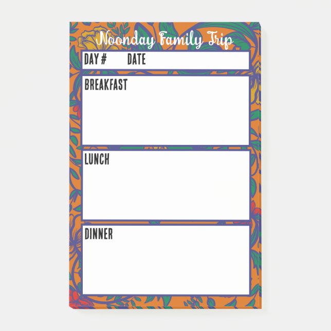 Camping Menu Meal Planning Tool Post-it Notes (Front)
