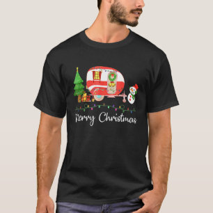 Camping Merry Christmas Camper Snowman T-Shirt