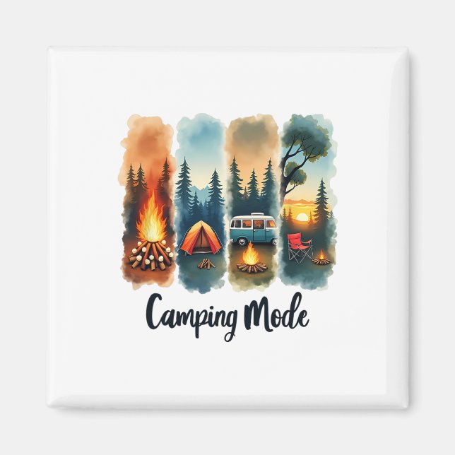 Camping Mode Campfire Tent Van Sunset Serenity  Magnet (Front)