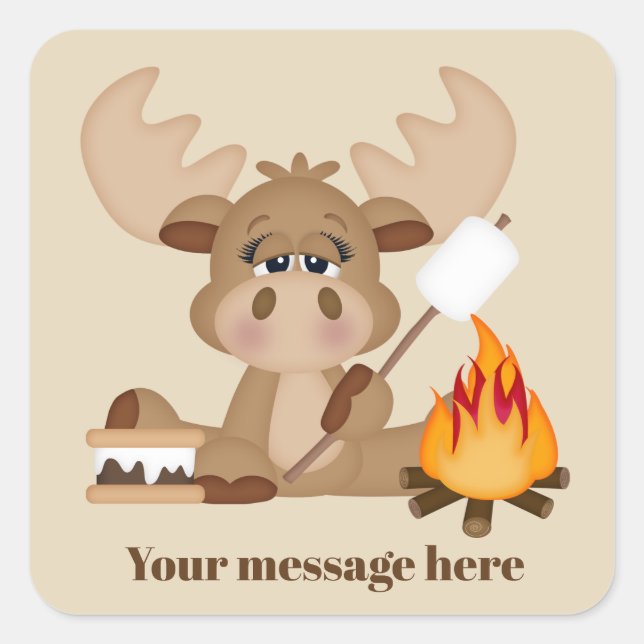 Camping moose add message sticker (Front)