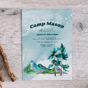 Camping Mountain Birthday Invitation