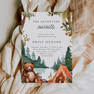 Camping Mountain Rustic Baby Shower Invitation