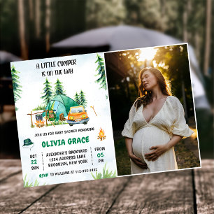 Camping Mountain Rustic Baby Shower Party Photo Invitation