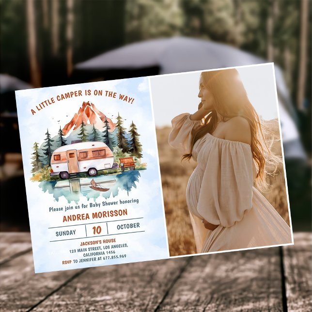 Camping Mountain Rustic Baby Shower Photo  Invitation (Creator Uploaded)