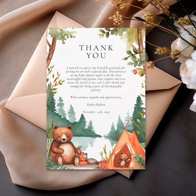 Camping Mountain Rustic Baby Shower Thank You Card (Creator Uploaded)