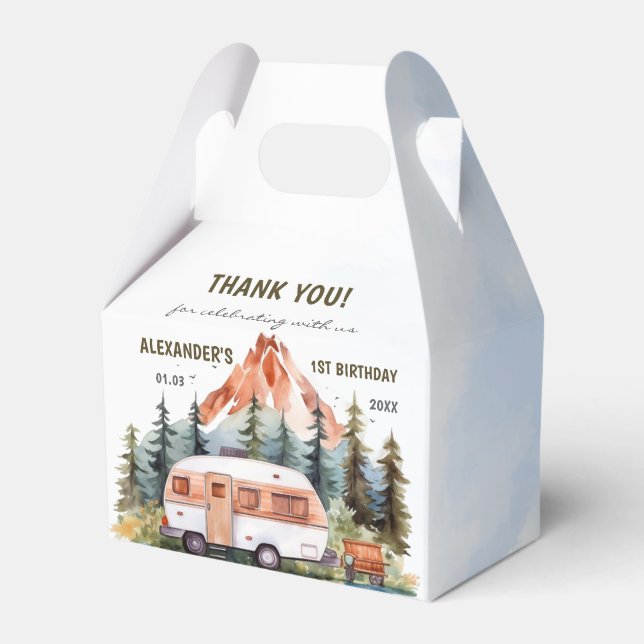 Camping Mountain Rustic Birthday Party  Favour Box (Front Side)