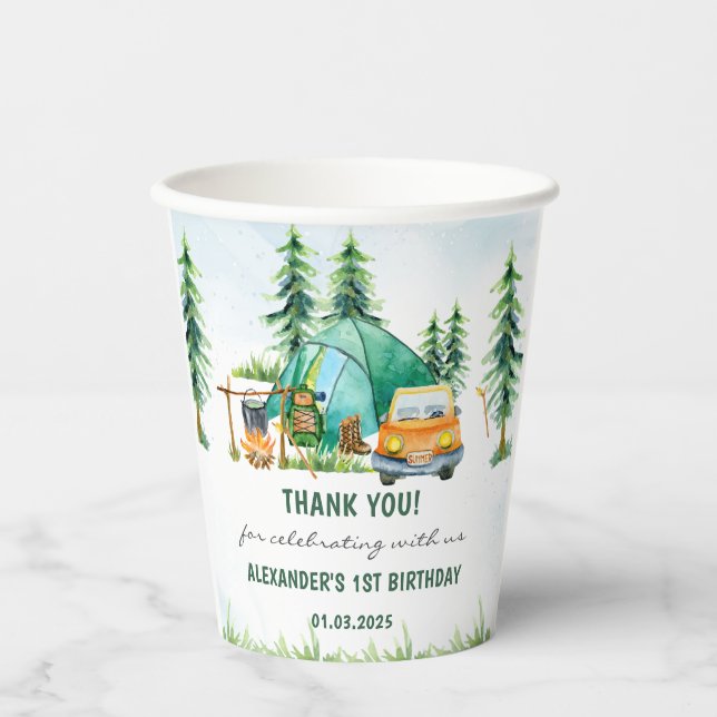 Camping Mountain Rustic Birthday Party  Paper Cups (Front)