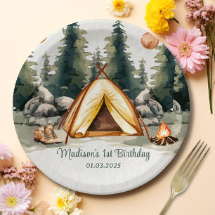 Camping Mountain Rustic Birthday Party  Paper Plate