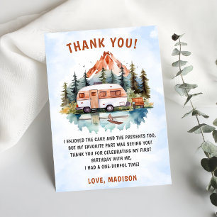 Camping Mountain Rustic Birthday Thank You Card 