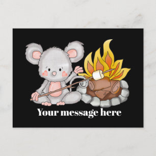 Camping mouse add message cute postcard
