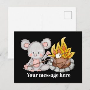 Camping mouse add message cute postcard