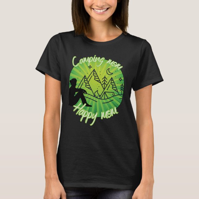 Camping mum - happy mum, green circle tee for her (Front)