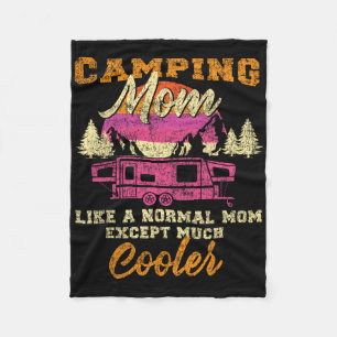 Camping Mum Pop Up Camper Rv Trailer Retro Vintage Fleece Blanket