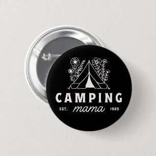 Camping mum summer camp camper mother whimsical 6 cm round badge