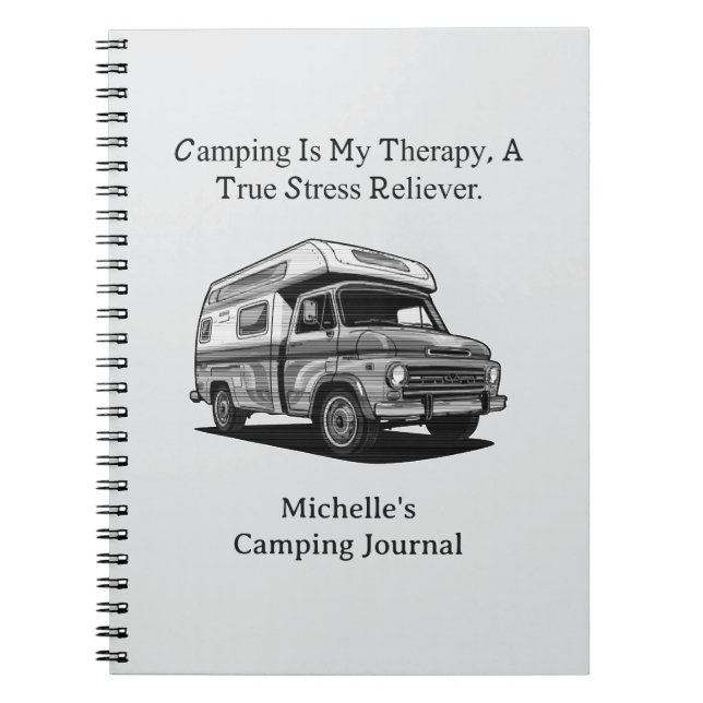 Camping My Therapy True Stress Reliever Outdoor Notebook (Front)