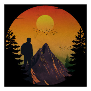 Camping nature sunset poster
