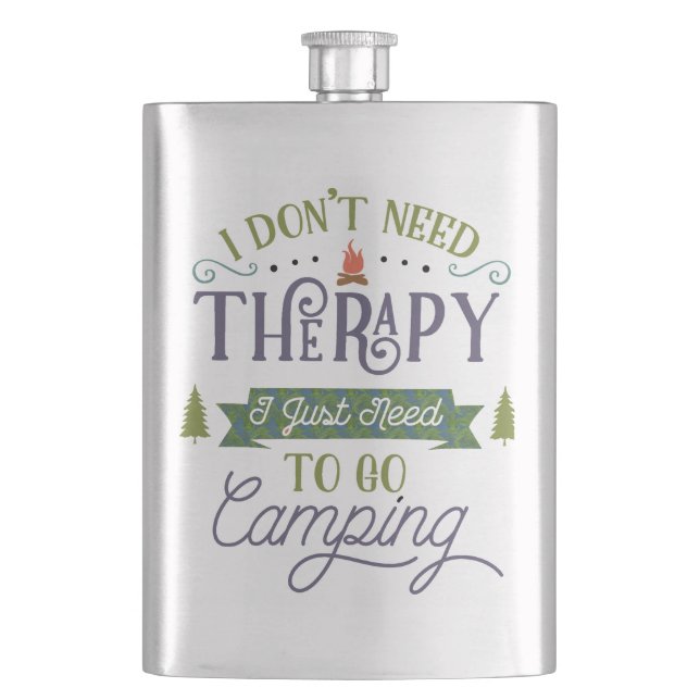 Camping Not Therapy Hip Flask (Front)