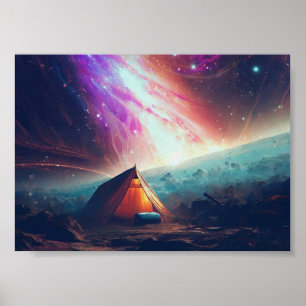 Camping on a Comet in Space Poster
