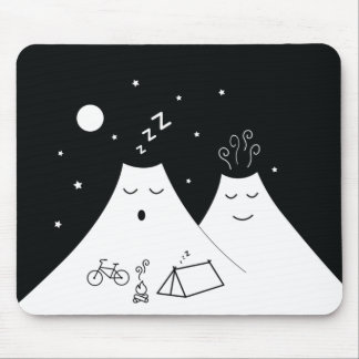 Camping on a sleepy volcano mouse mat
