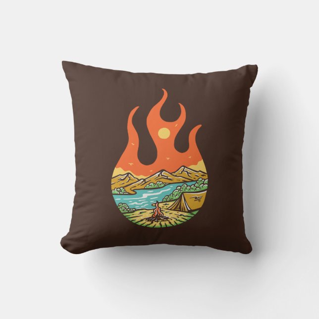 Camping on Fire Cushion (Front)