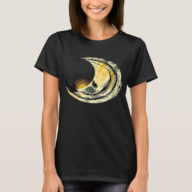 Camping On Moon  Surreal Sunrise Camp Lovers T-Shirt (Front)