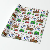 Camping or Midwest Themed Birthday Wrapping Paper