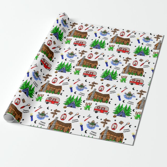 Camping or Midwest Themed Birthday Wrapping Paper  (Unrolled)