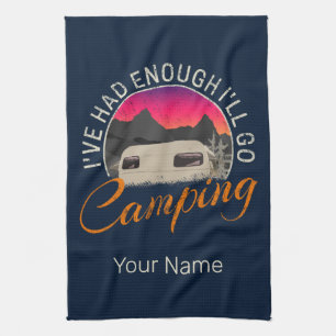 Camping Or Motorhome Vintage Design For Vacation Tea Towel